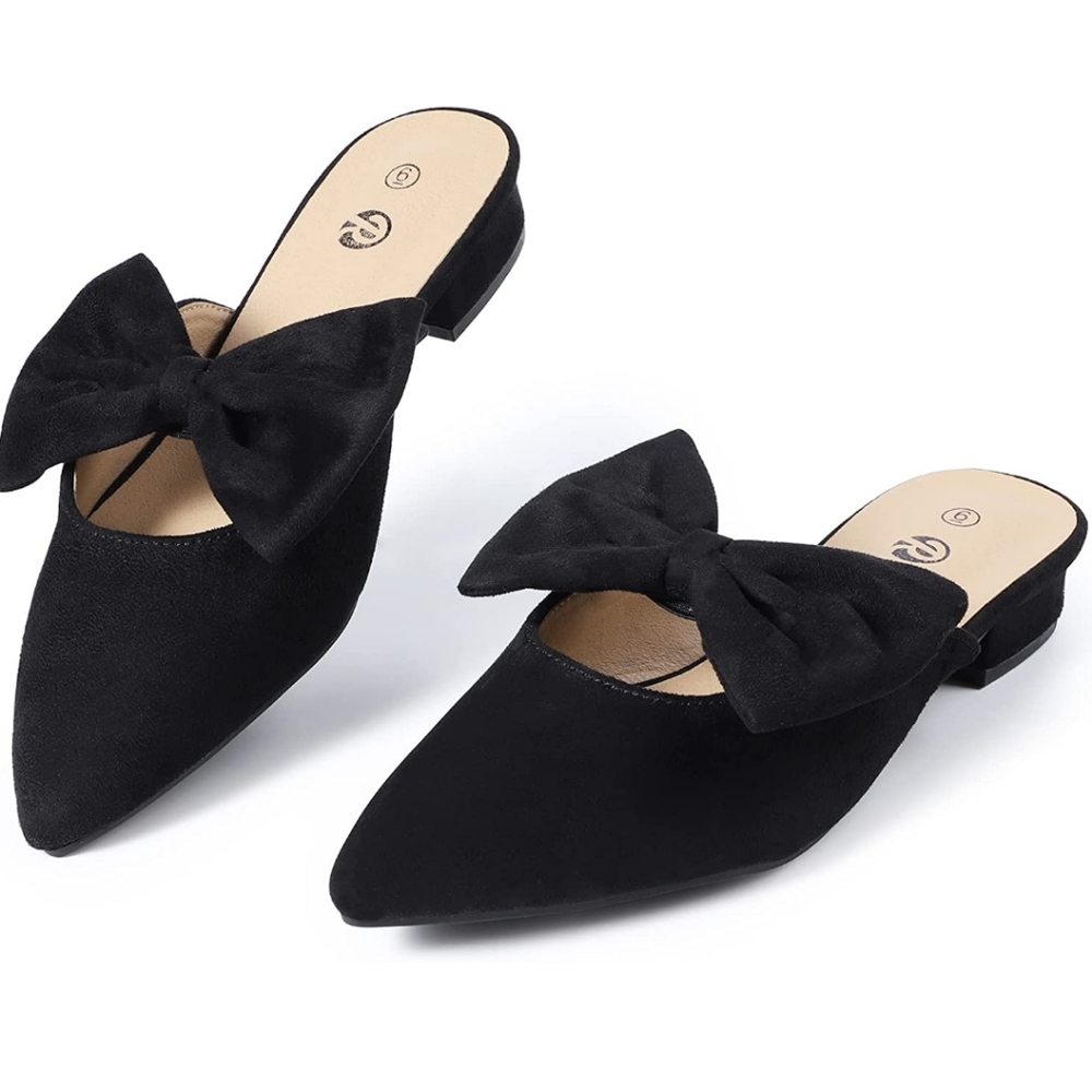 Rekayla Mules for Women Flats Pointed Toe Slip On Backless Loafers Shoes